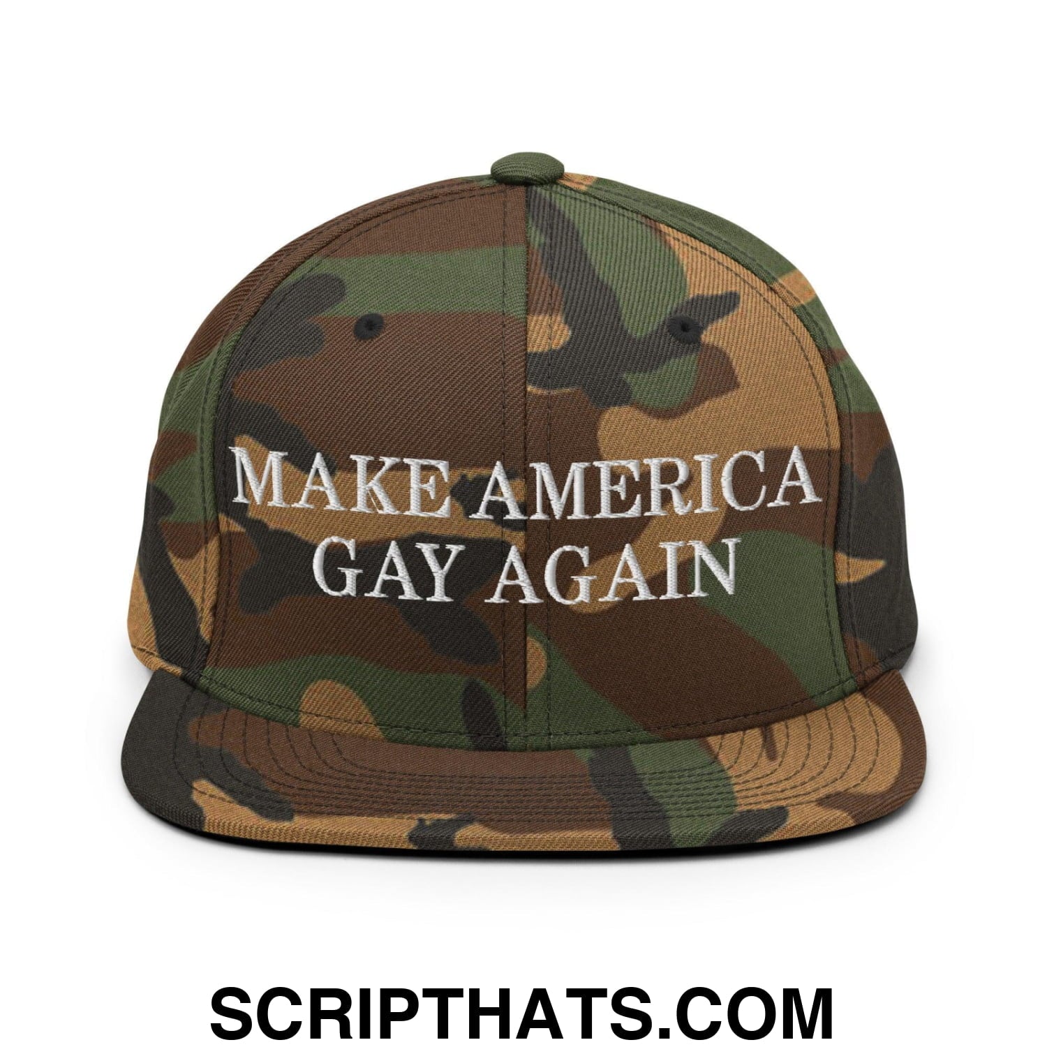 Make America Gay Again Pride MAGA Snapback Hat Green Camo