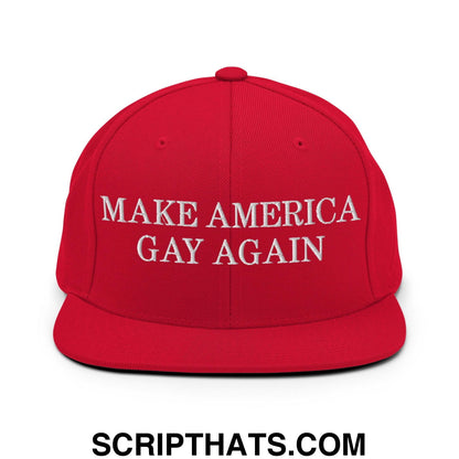 Make America Gay Again Pride MAGA Snapback Hat Red