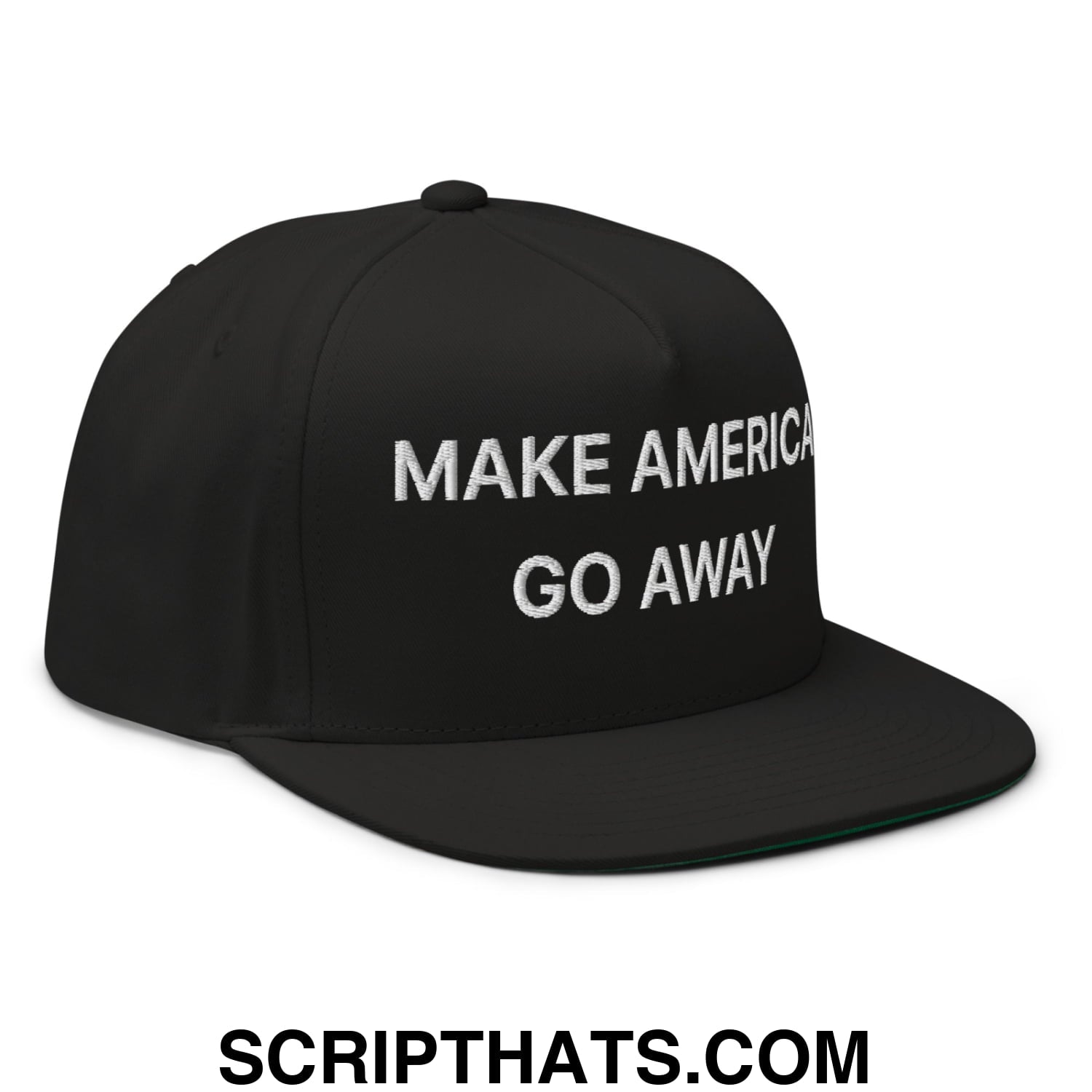 Make America Go Away Canada Flag Embroidered Flat Bill Brim 5 Panel Snapback Hat Black