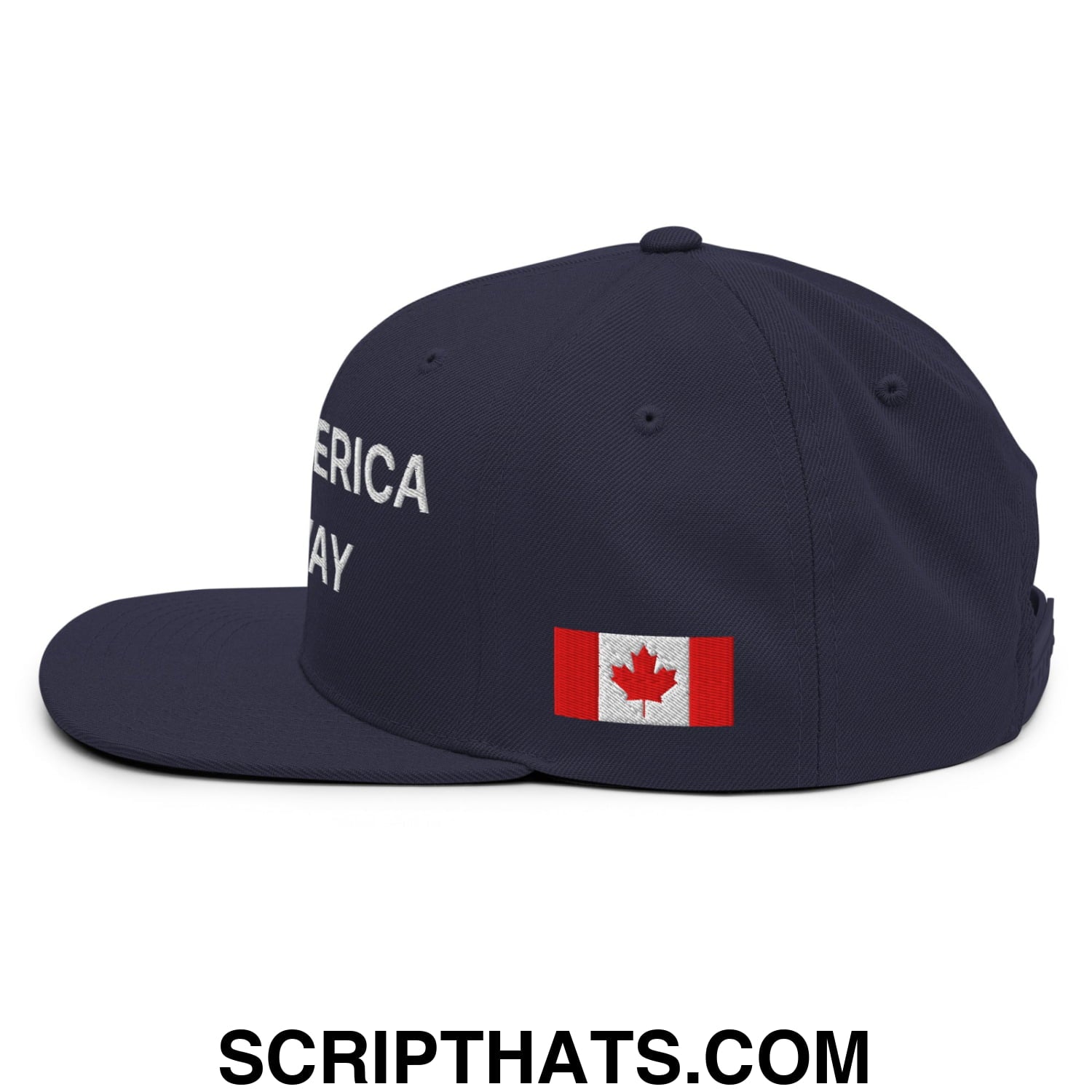 Make America Go Away Canada Flag Embroidered Flat Bill Brim Snapback Hat Navy