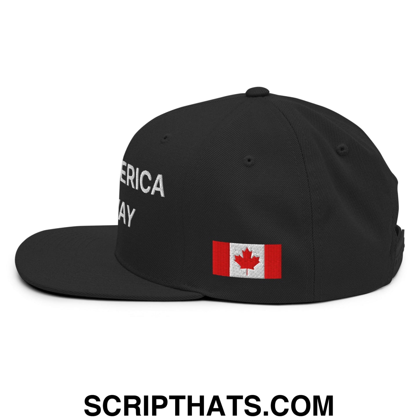 Make America Go Away Canada Flag Embroidered Flat Bill Brim Snapback Hat Black