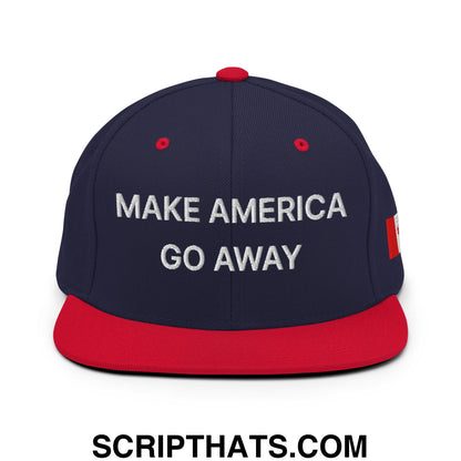 Make America Go Away Canada Flag Embroidered Flat Bill Brim Snapback Hat Navy Red