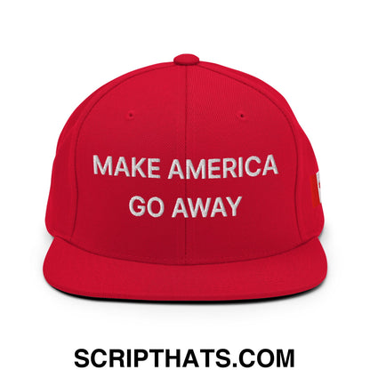 Make America Go Away Canada Flag Embroidered Flat Bill Brim Snapback Hat Red