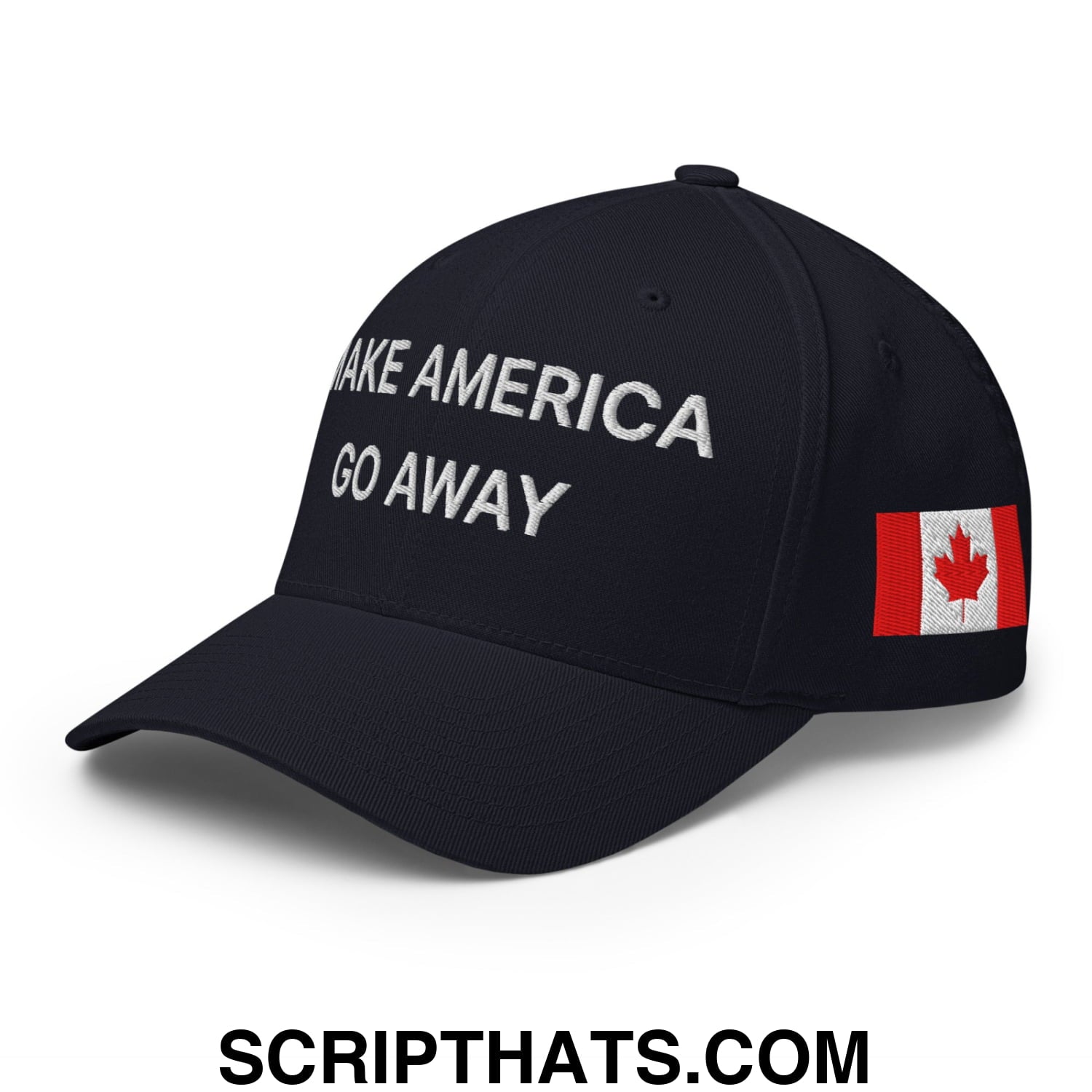 Make America Go Away Canada Flag Embroidered Stretch Fit Baseball Hat Dark Navy