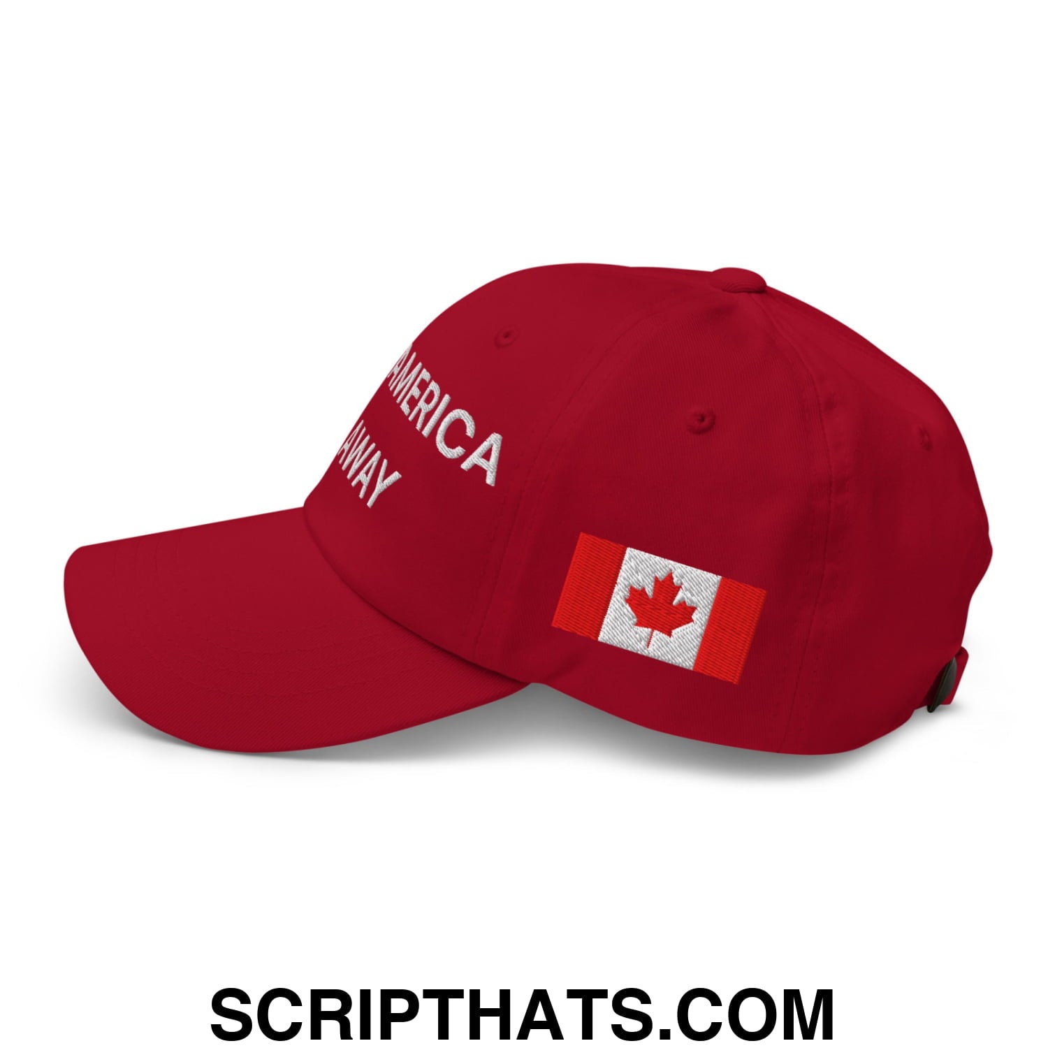 Make America Go Away Canada Flag Embroidered Unstructured Dad Hat Cranberry