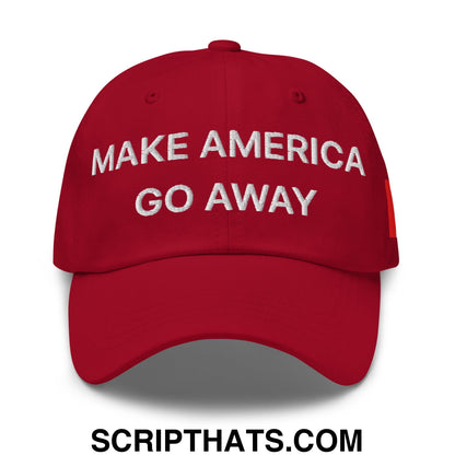 Make America Go Away Canada Flag Embroidered Unstructured Dad Hat Cranberry
