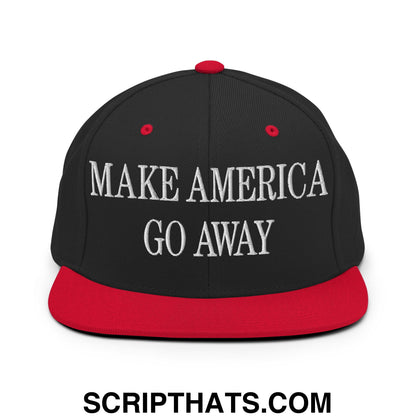 Make America Go Away Embroidered Flat Bill Brim Snapback Hat Black Red