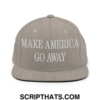 Make America Go Away Embroidered Flat Bill Brim Snapback Hat Heather Grey