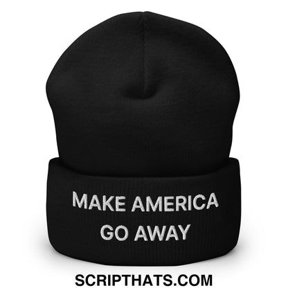 Make America Go Away Embroidered Knit Cuffed Beanie Black
