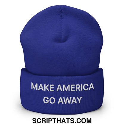 Make America Go Away Embroidered Knit Cuffed Beanie Royal