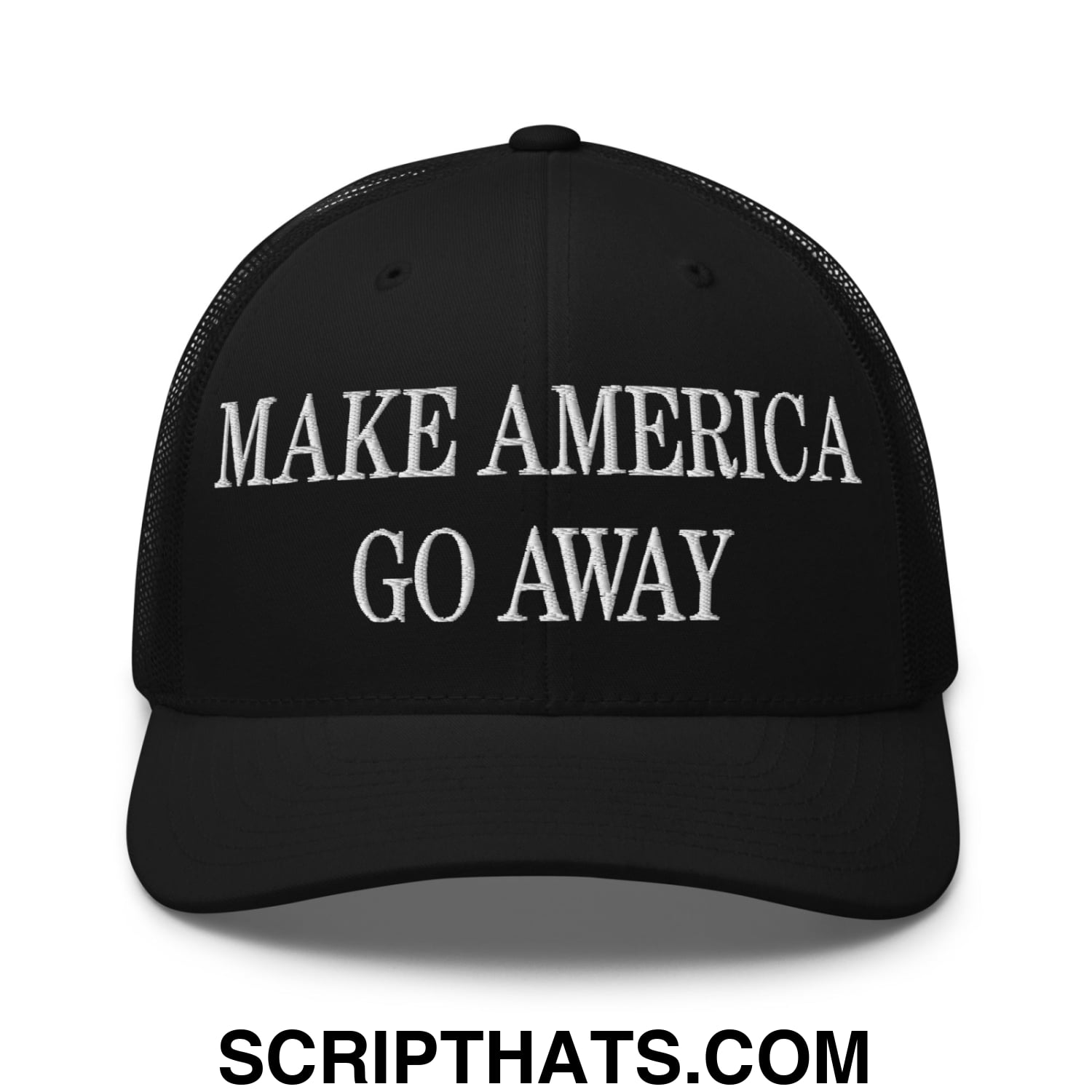 Make America Go Away Embroidered Mesh Trucker Hat Black