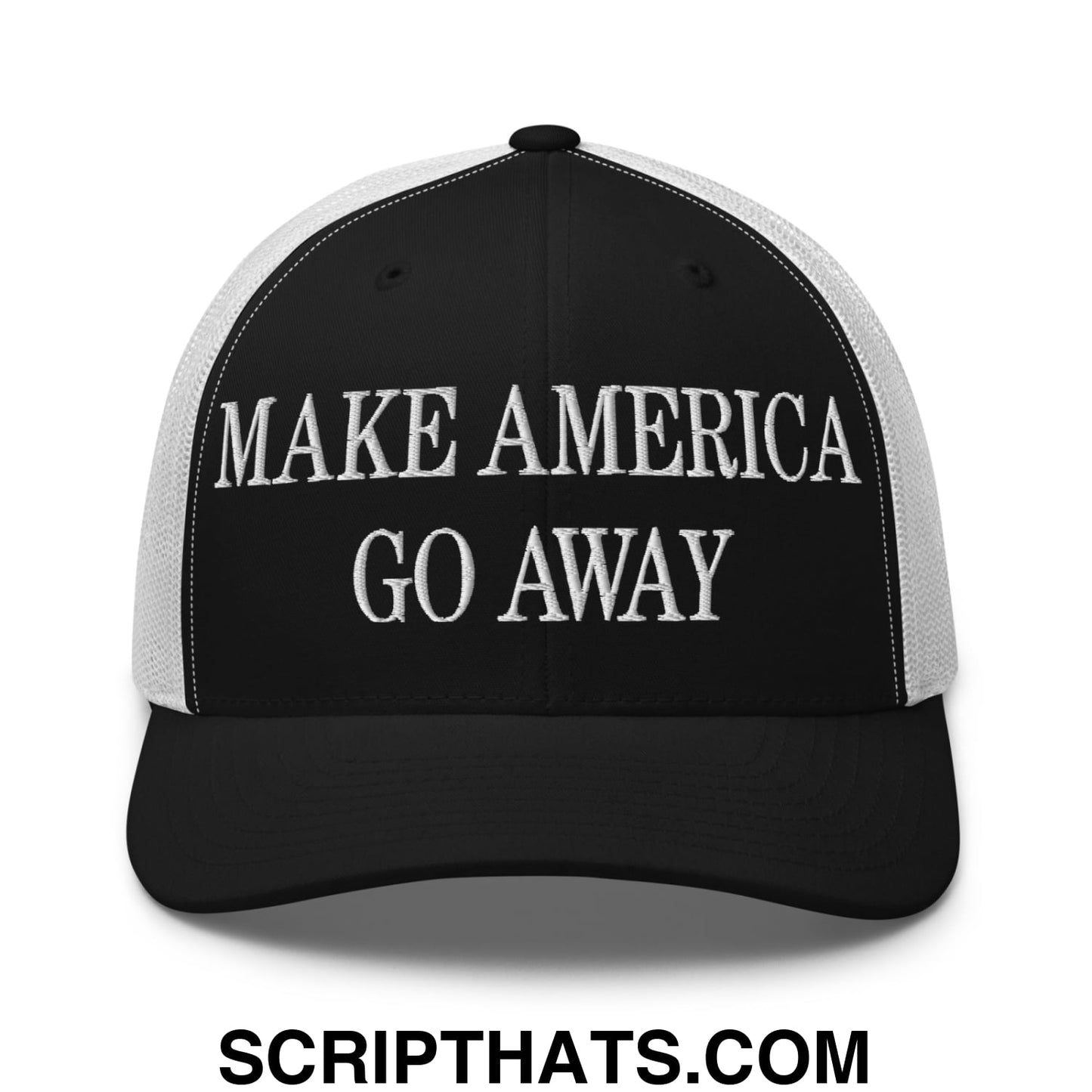 Make America Go Away Embroidered Mesh Trucker Hat Black White