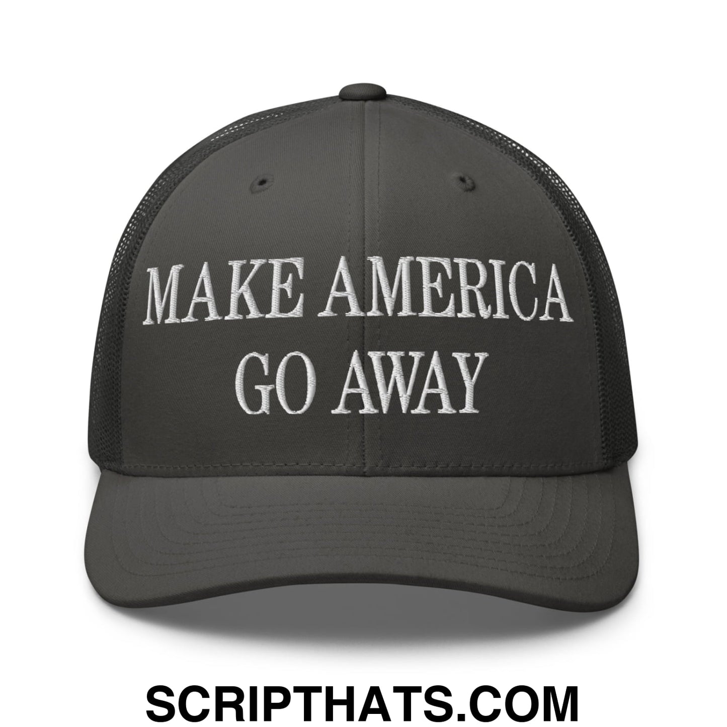 Make America Go Away Embroidered Mesh Trucker Hat Charcoal