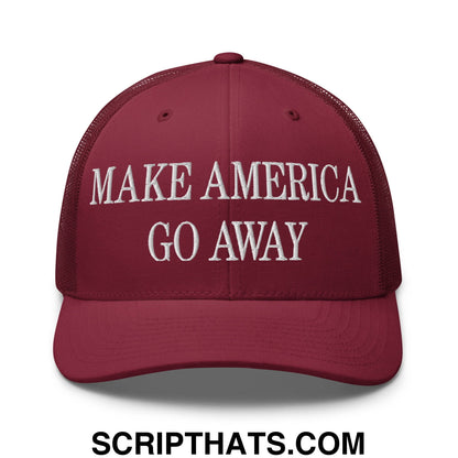 Make America Go Away Embroidered Mesh Trucker Hat Cranberry