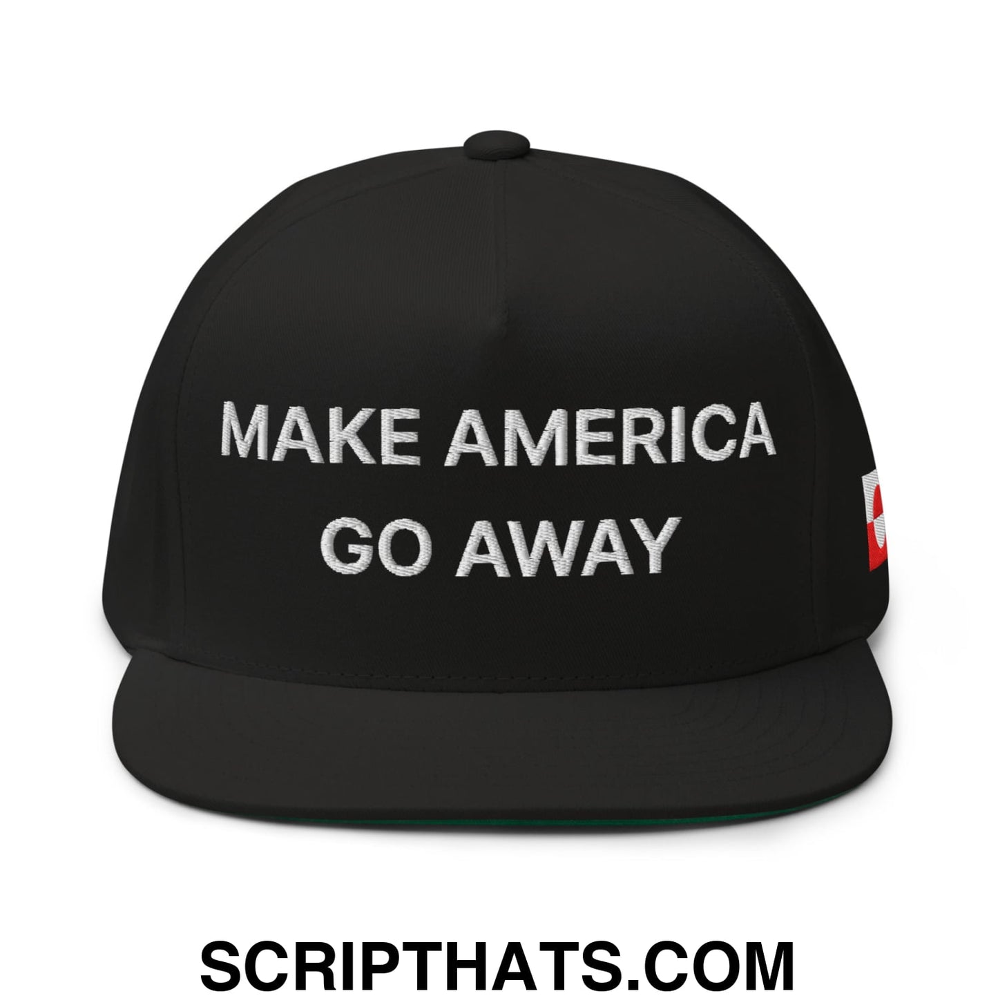 Make America Go Away Greenland Flag Embroidered Flat Bill Brim 5 Panel Snapback Hat Black