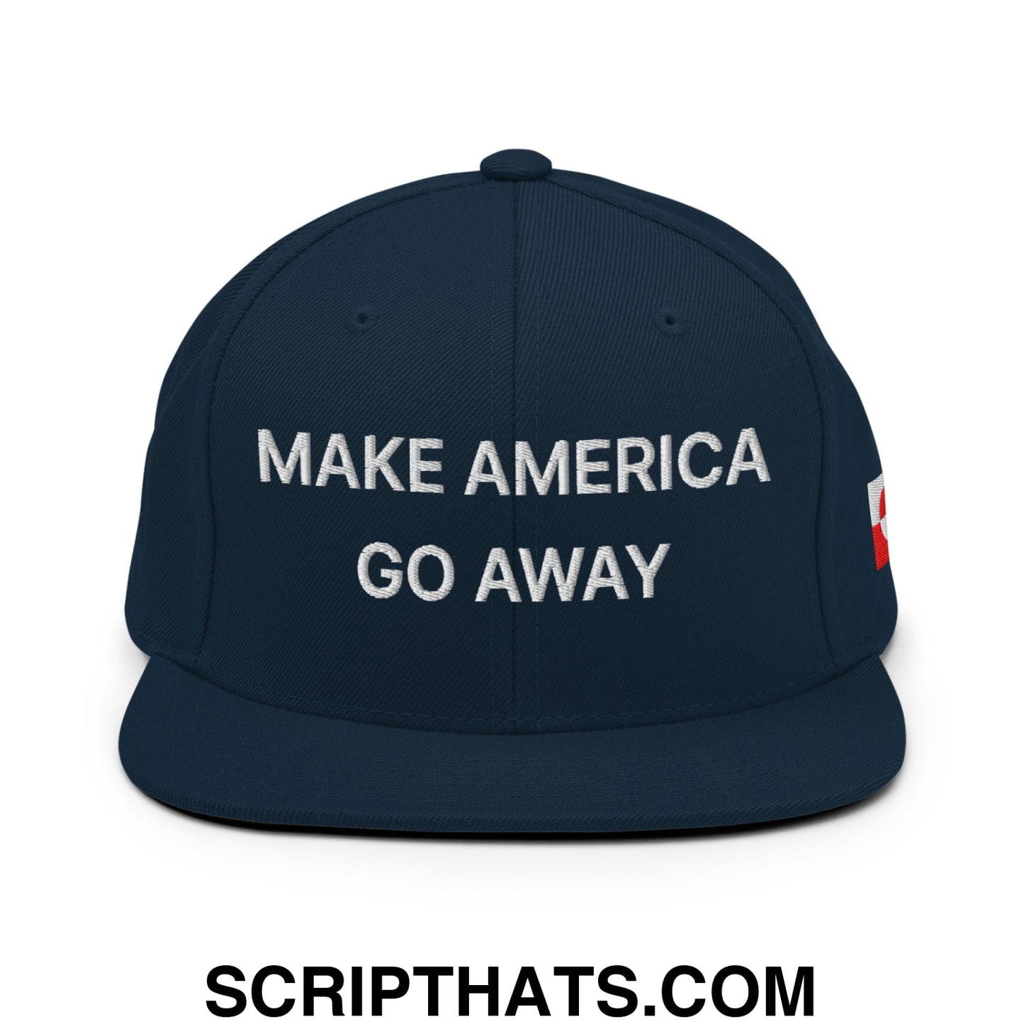Make America Go Away Greenland Flag Embroidered Flat Bill Brim Snapback Hat Dark Navy
