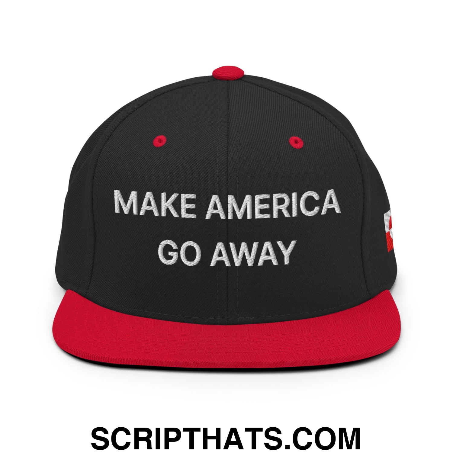 Make America Go Away Greenland Flag Embroidered Flat Bill Brim Snapback Hat Black Red