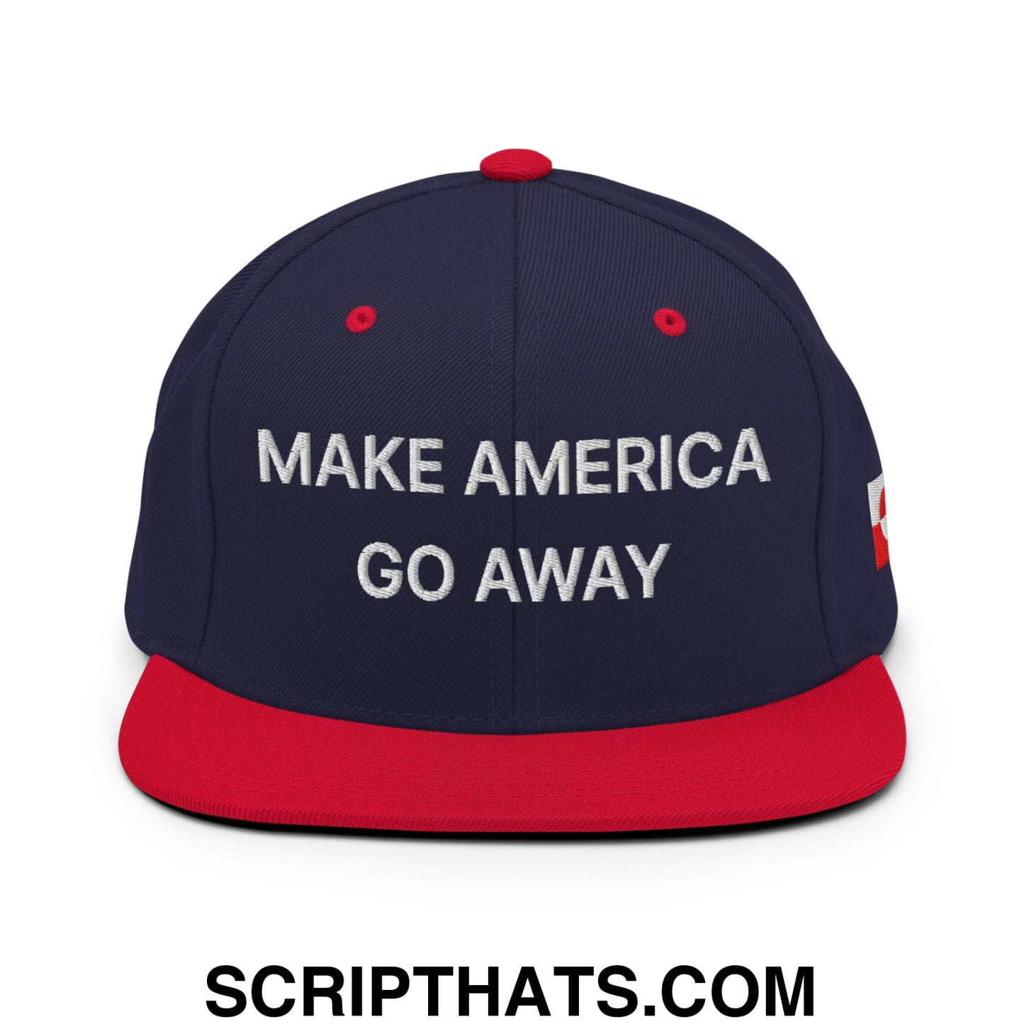 Make America Go Away Greenland Flag Embroidered Flat Bill Brim Snapback Hat Navy Red