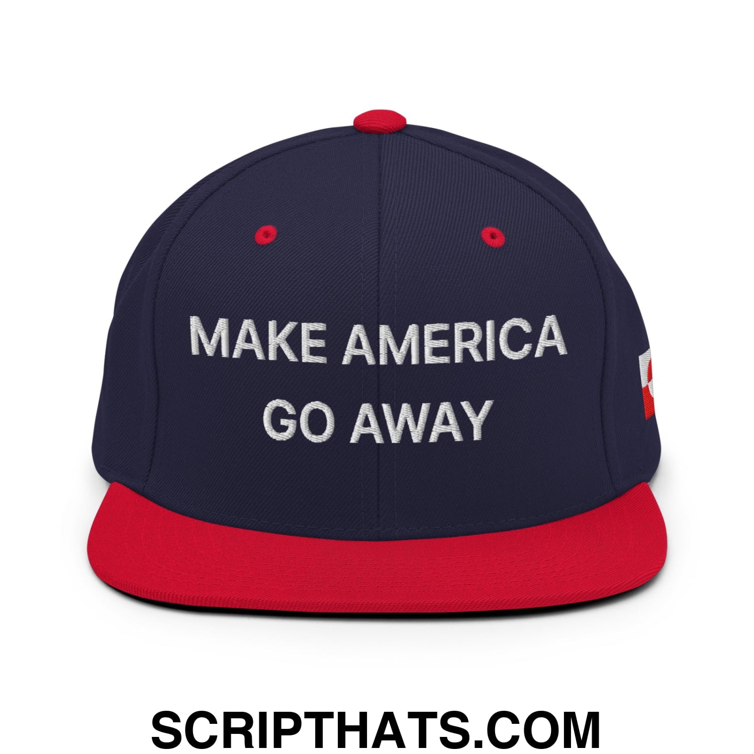 Make America Go Away Greenland Flag Embroidered Flat Bill Brim Snapback Hat Navy Red
