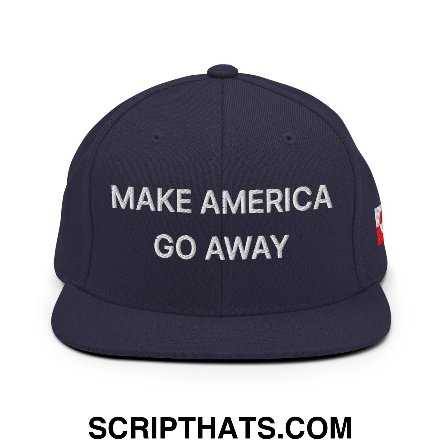 Make America Go Away Greenland Flag Embroidered Flat Bill Brim Snapback Hat Navy