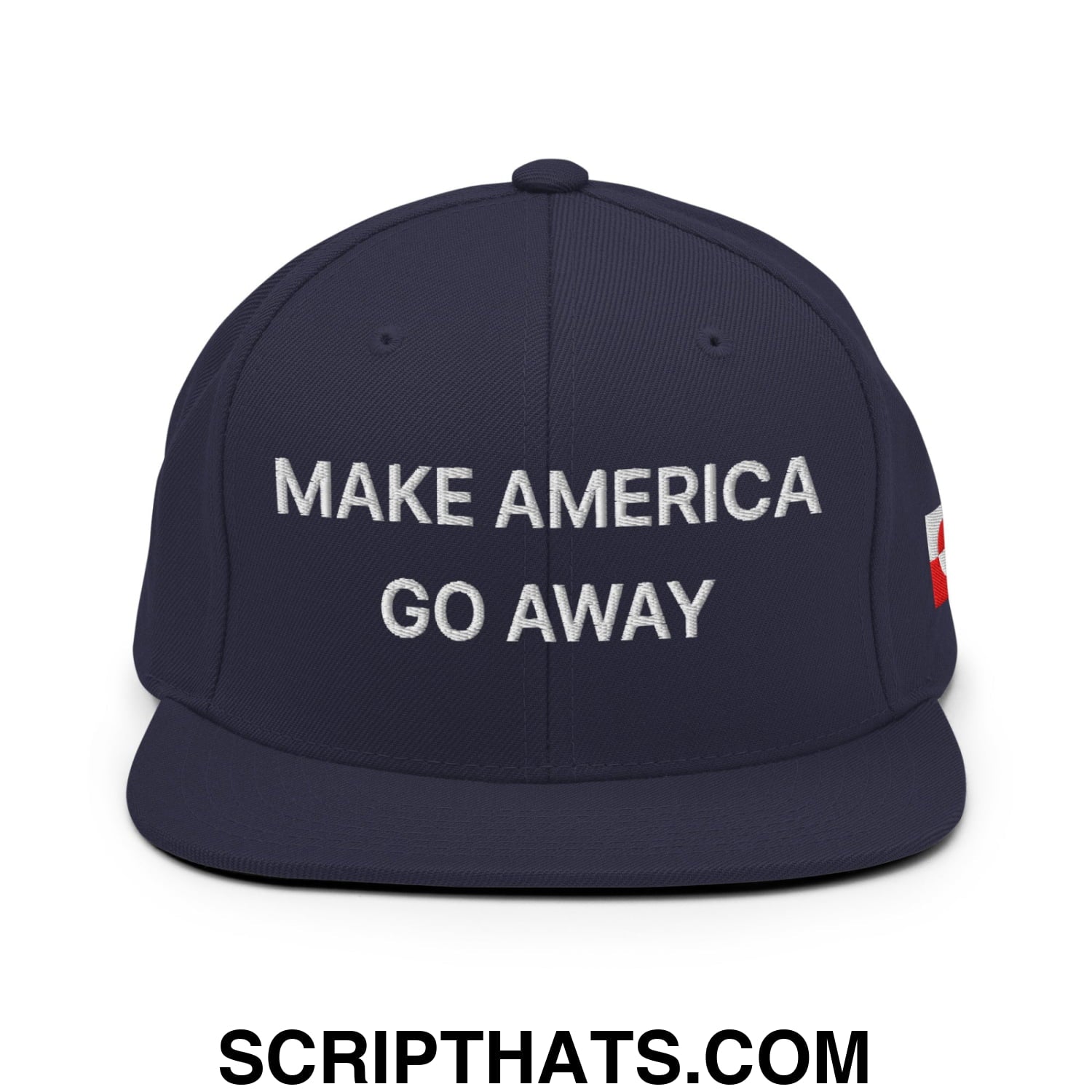 Make America Go Away Greenland Flag Embroidered Flat Bill Brim Snapback Hat Navy