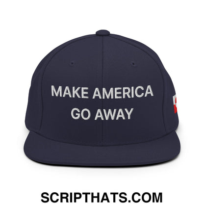 Make America Go Away Greenland Flag Embroidered Flat Bill Brim Snapback Hat Navy