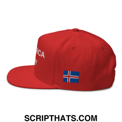Make America Go Away Iceland Flag Embroidered Flat Bill Brim 5 Panel Snapback Hat Default Title