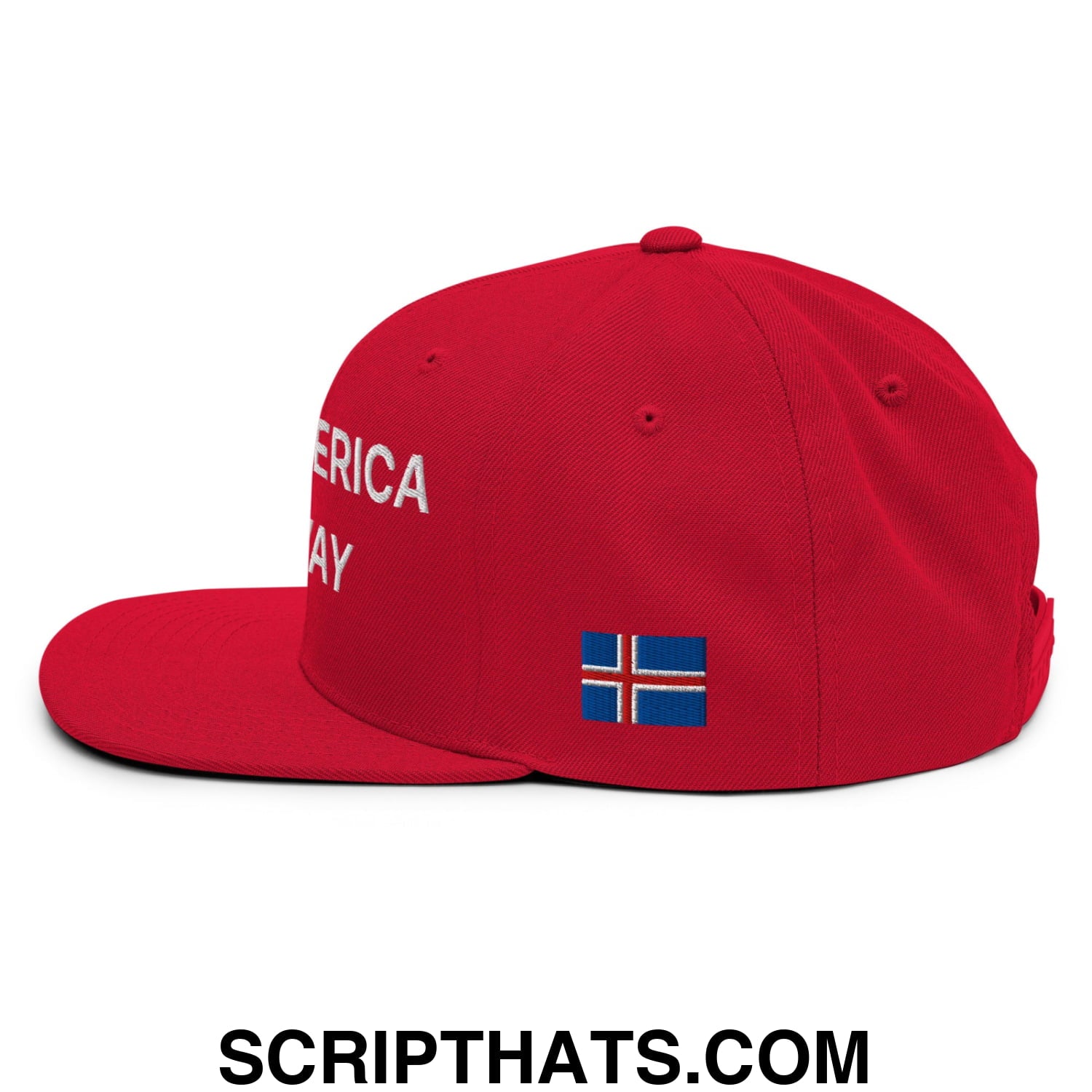 Make America Go Away Iceland Flag Embroidered Flat Bill Brim Snapback Hat Default Title
