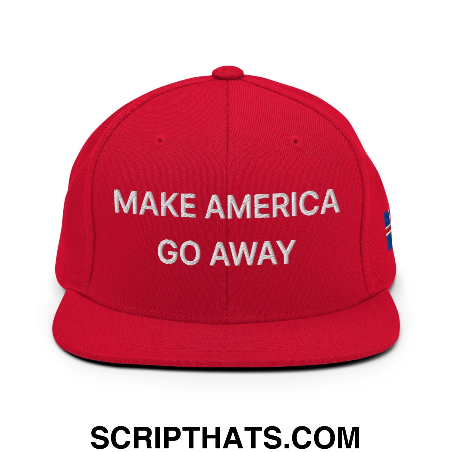 Make America Go Away Iceland Flag Embroidered Flat Bill Brim Snapback Hat Default Title