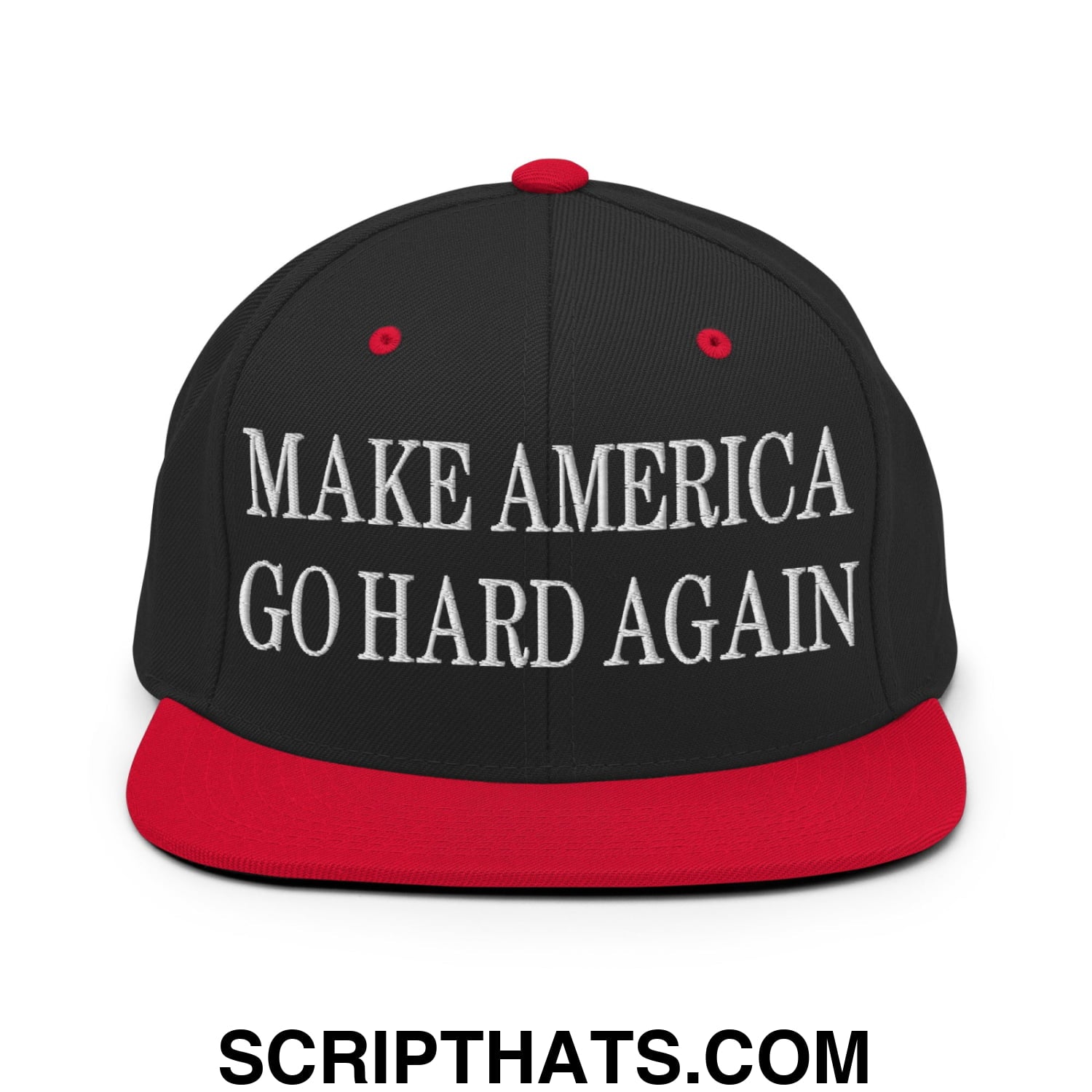 Make America Go Hard Again Embroidered Flat Bill Brim Snapback Hat Black Red