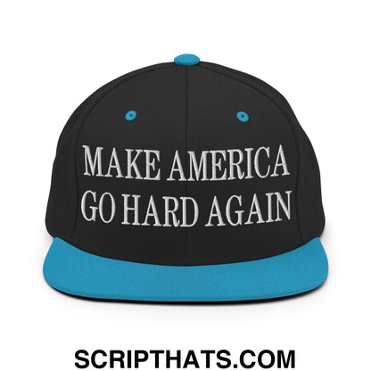 Make America Go Hard Again Embroidered Flat Bill Brim Snapback Hat Black Teal