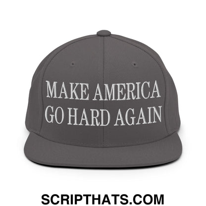 Make America Go Hard Again Embroidered Flat Bill Brim Snapback Hat Dark Grey