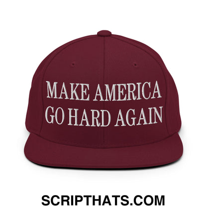 Make America Go Hard Again Embroidered Flat Bill Brim Snapback Hat Maroon