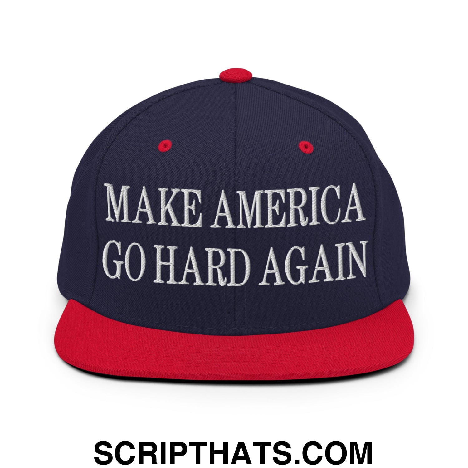 Make America Go Hard Again Embroidered Flat Bill Brim Snapback Hat Navy Red