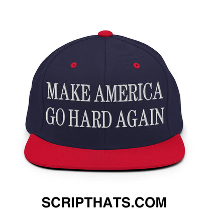Make America Go Hard Again Embroidered Flat Bill Brim Snapback Hat Navy Red