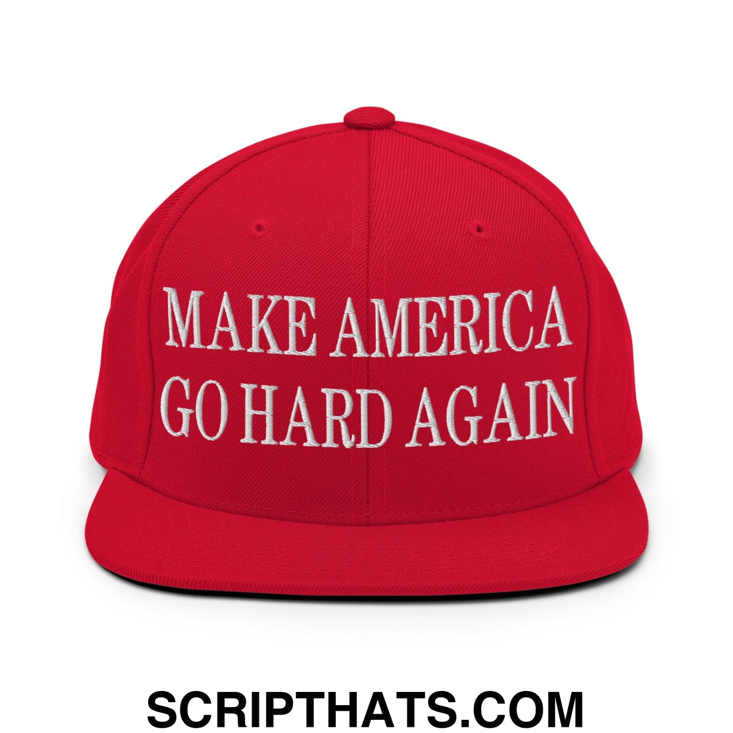 Make America Go Hard Again Embroidered Flat Bill Brim Snapback Hat Red