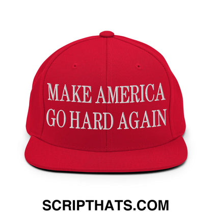 Make America Go Hard Again Embroidered Flat Bill Brim Snapback Hat Red