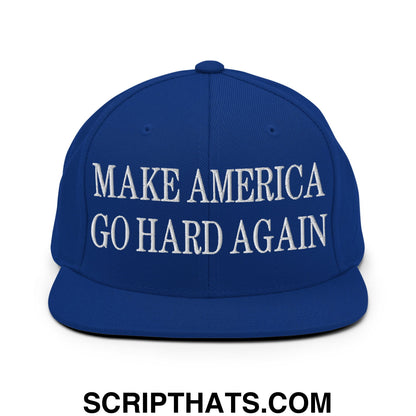 Make America Go Hard Again Embroidered Flat Bill Brim Snapback Hat Royal Blue