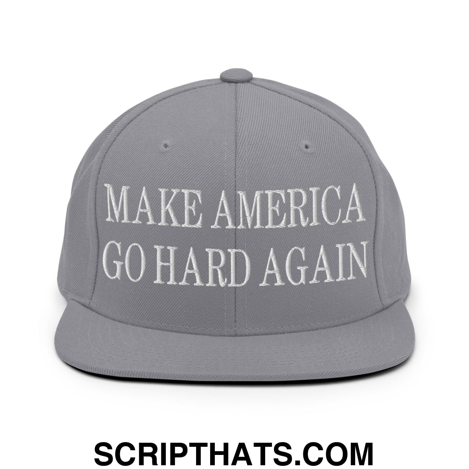 Make America Go Hard Again Embroidered Flat Bill Brim Snapback Hat Silver