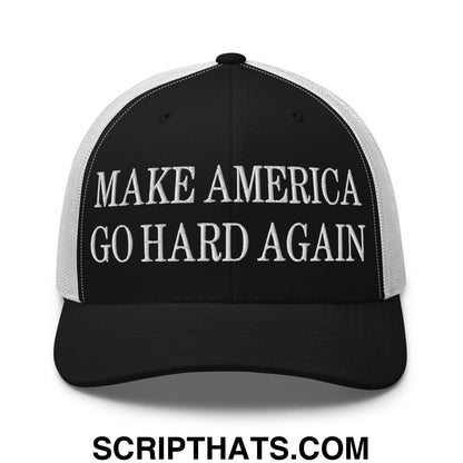 Make America Go Hard Again Embroidered Mesh Trucker Hat Black White