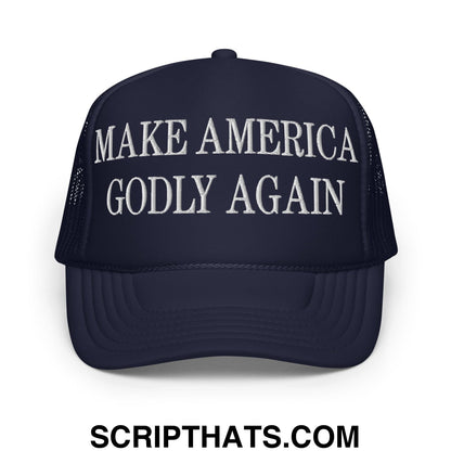Make America Godly Again Embroidered Foam Trucker Hat Navy