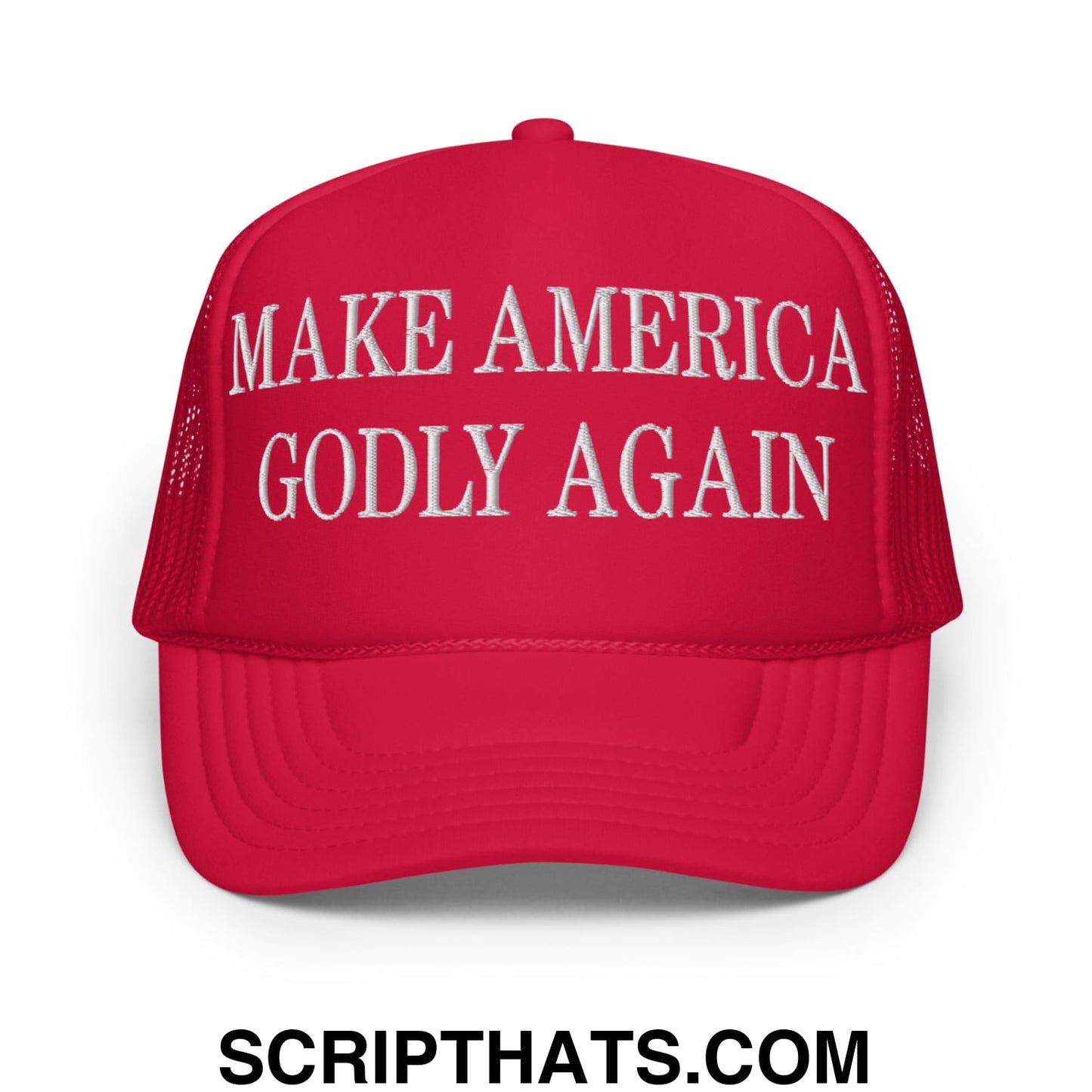 Make America Godly Again Embroidered Foam Trucker Hat Red
