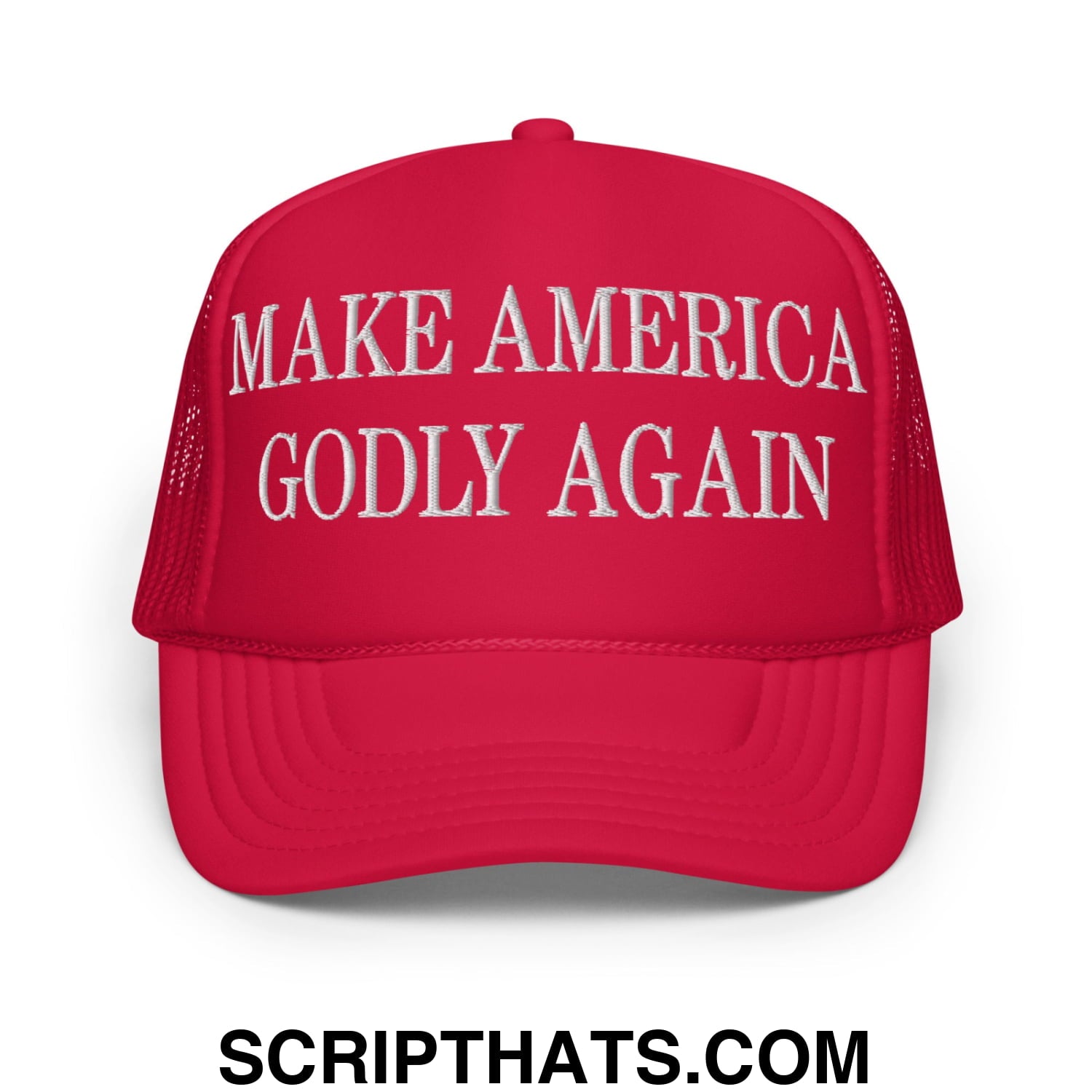 Make America Godly Again Embroidered Foam Trucker Hat Red
