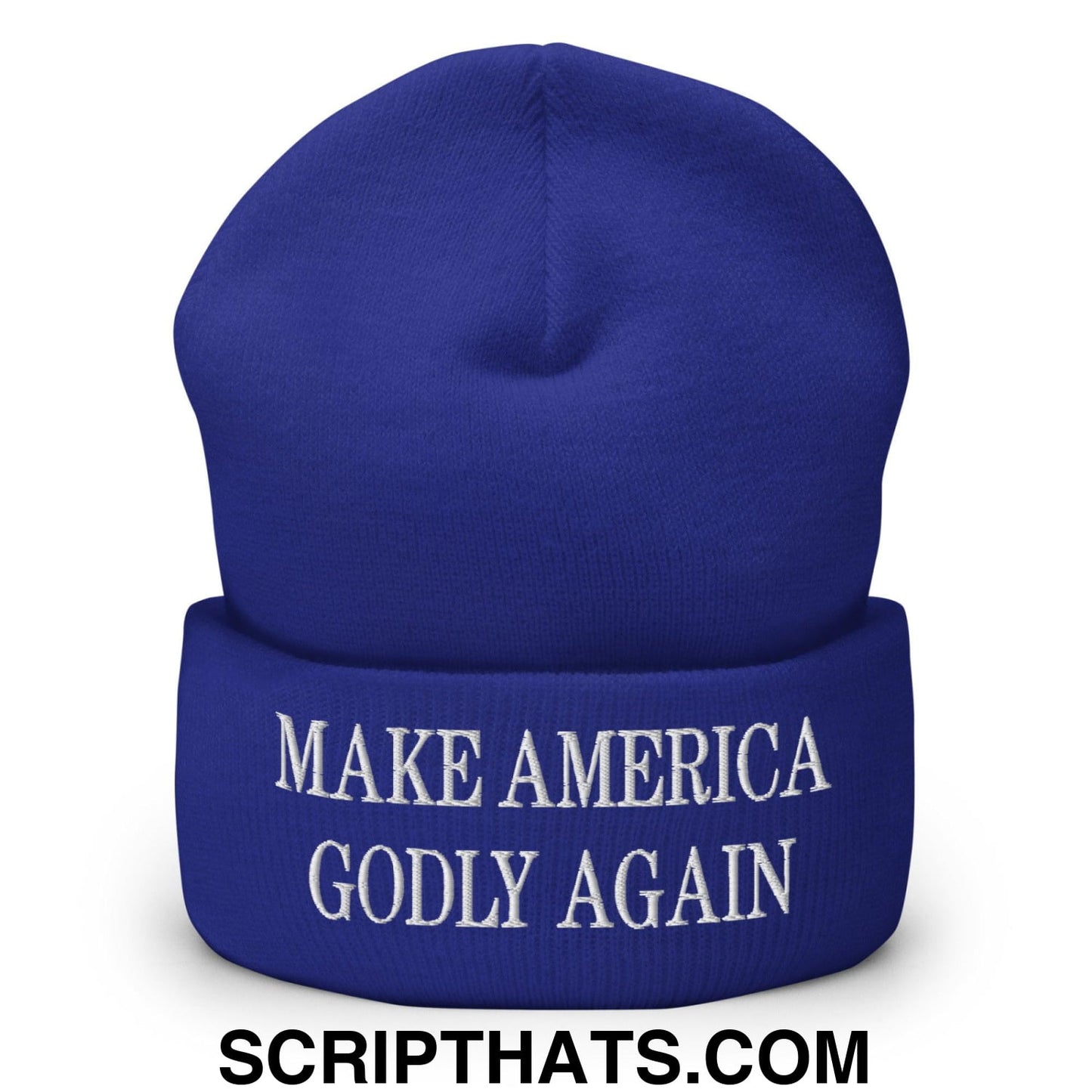 Make America Godly Again Embroidered Knit Cuffed Beanie Royal