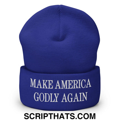 Make America Godly Again Embroidered Knit Cuffed Beanie Royal
