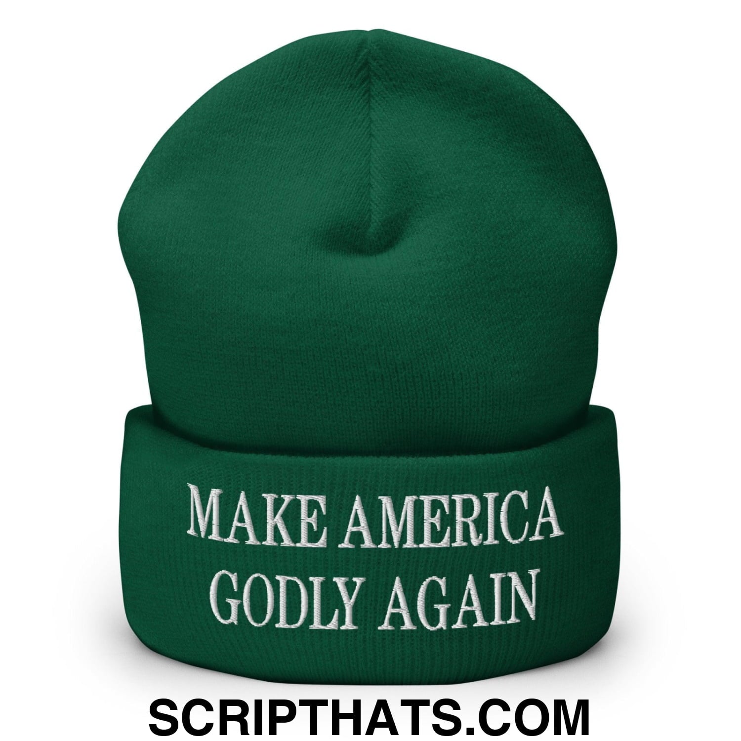 Make America Godly Again Embroidered Knit Cuffed Beanie Spruce