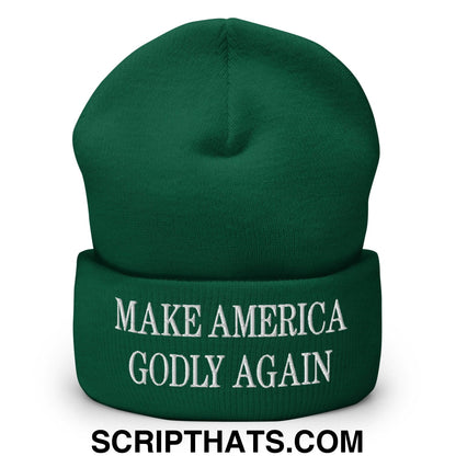 Make America Godly Again Embroidered Knit Cuffed Beanie Spruce