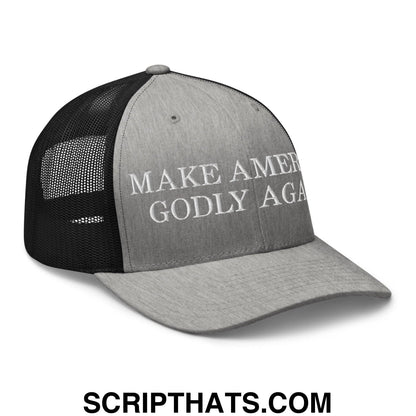 Make America Godly Again Retro Trucker Hat Heather Black