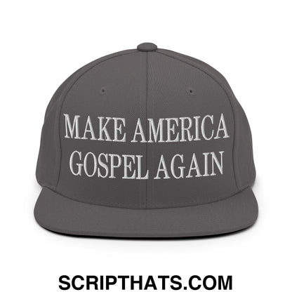 Make America Gospel Again Embroidered Flat Bill Brim Snapback Hat Dark Grey