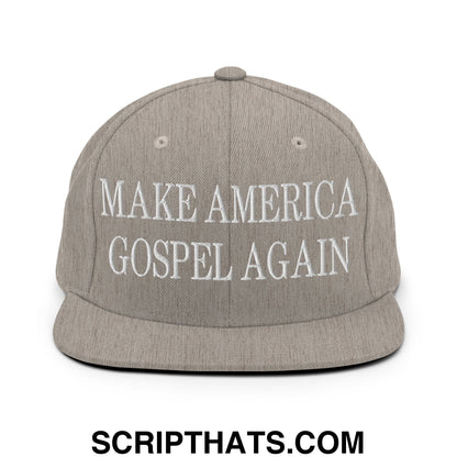 Make America Gospel Again Embroidered Flat Bill Brim Snapback Hat Heather Grey